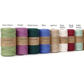 Likeecords 2 Skeins of Braided Macrame Cotton Cord 3mm x 100m,Macrame Rope, 100% Cotton Rope Macrame String,Colorful Cotton Craft Cord for Bag,Wall Hanging, Plant Hangers, Crafts, Knitting（Off White）