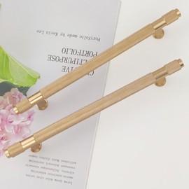 Pexintek 2 Pack Gold Modern Cabinet Handles 160mm Hole Centers Kitchen Bathroom bedrooms Study Furniture Door Vintage Pulls with Screws for Cupboards Drawer Wardrobe Dresser (Golden)