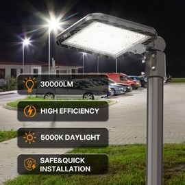 DEMILARE 200W LED Parking Lot Light 30000LM(150LM/W) Slip Fit Mount Outdoor Street Pole Lights with Dusk to Dawn Photocell IP65 Waterproof 120-277V 5000K Commercial Area Lighting for Road, Parking Lot