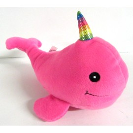 Toy Works 9" Narwhal Plush Stuffed Toy Kids, Boy, Girl - Pink