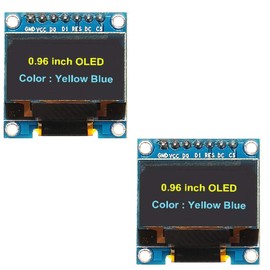 Fasizi 2Pcs 7Pin 0.96 Inch OLED Display 12864 SPI IIC Serial LCD Screen Module for Arduino - Yellow Blue font