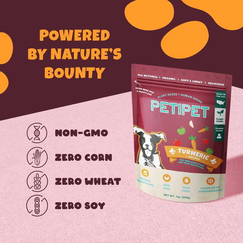 PETIPET Turmeric + Curcumin - Natural, Human-Grade Allergy Relief Soft