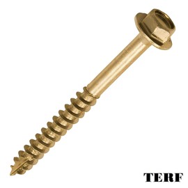 TERF® 10.0 X 130mm Advanced Turbo Coach Screws 10.0 X 130mm Slash Point Hex Flange Head Solo Coach Screw Yellow - Pack of 5