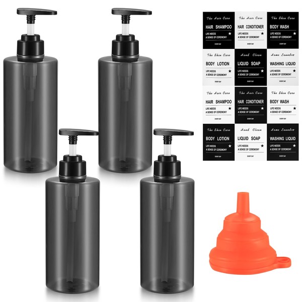 Pack of 4 500 ml Pump Dispenser Bottles, Refillable Empty