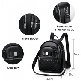 FUNSEED Mini Bowknot Backpack for Women, Small Cute Pu Leather Shoulder Bags for Ladies Casual Lightweight Fashion Daypack Purse, Blue