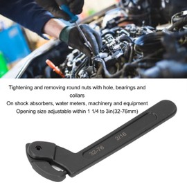 Adjustable C Pin Spanner Wrench 1 1/4 to 3in Round Head, CRV Hook Wrench for Tightening Nuts & Bearings in Vehicle Mechanical Equipment
