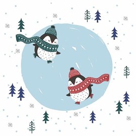 20 Napkins Penguin Skating Animals Winter Christmas Table Decoration 33 x 33 cm