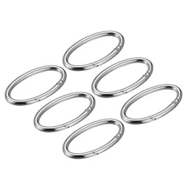 sourcing map Spring Oval Ring, 6Pcs 2.36 Inch Round Spring Snap Clip Trigger Spring Keyring Buckle for Bags Purses Keychain, Silver Tone