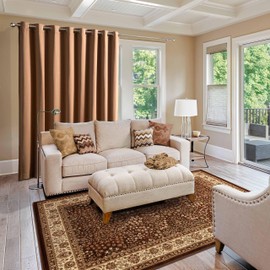 Superior Indoor Area Rug, Jute Backing, Vintage Floor Decor for Office, Living Room, Dining, Floors, Entryway, Floral Scroll Medallion Rugs, Astral Collection, 4' x 6', Beige Red