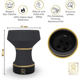 M. ROSENFELD Stone Shisha Head - Elegant Shisha Head, Black, Handmade, Shisha Head Glazed for Optimal Heat Retention & Longer Smoking Pleasure