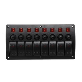 Cozyel 3 in 1 Switch Plate Fuse Switch Panel Marine Boat 8 Gang Switch Panel, DC 12 V/24 V Control Cabinet Switch Panel Fuse Switch Panel for Marine Car Boat Truck Yacht