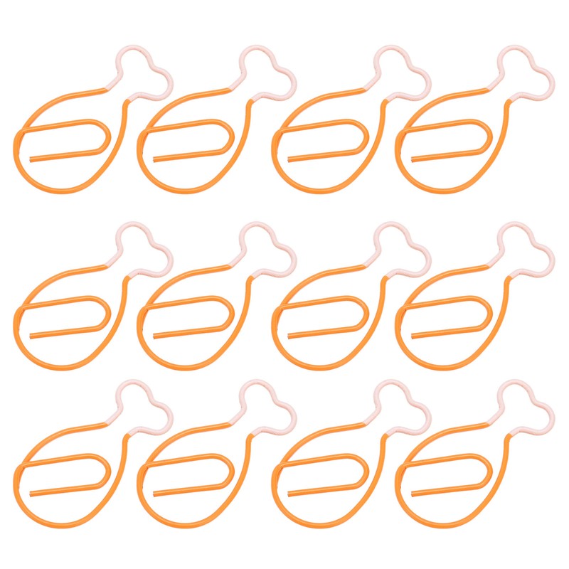 100Pcs Metal Paperclips Cute Chicken Leg Shape Electroplating Rustproof Portable