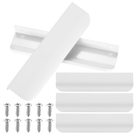 mauuuba Pack of 5 White Furniture Handles, 150 mm Hidden Cabinet Handles, Kitchen Handles, White, Aluminium Alloy Drawer Handles for Cabinet Doors, Wardrobe, Door Handles, Drawer Handles, with Screws