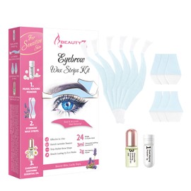 Beauty7 Sensitive Eyebrow Wax Strips Kit Eyebrow Waxing Strips 24 Strips with Pearl Powder Essential Oil for Sensitive Skin for Women