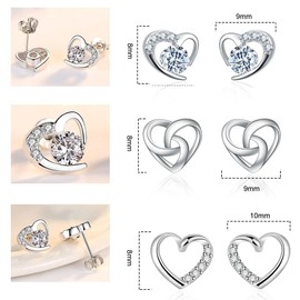 YOBOKO Studs Earrings Fashion Sparkly Diamond Party Earring Shinning Sterling Silver Women Stud Earrings for Anniversary/Birthday Jewelry Gifts (A_HEART)