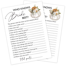 Fall Bridal Shower Games, Who Knows Bride Best Themed Bachelorette Party Game, Fall Festival Games Cards With Pumpkin Design, Boho Wedding Shower Games, Thanksgiving Party Supplies -06