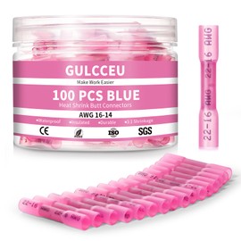 100 Pcs Heat Shrink Butt Connectors, Marine Grade Insulated Crimp Wire Heat Shrink Wire Connectors, Suitable for Boats, Automotive, Industrial, Home (Awg 22-16,Red)