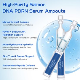 Salmon DNA PDRN Anti-Aging Serum,Intensive Ampoule with PDRN,Collagen, Glutathione, Hyaluronic Acid,Skincare for Wrinkles & Radiance,0.05 fl.oz x 30e