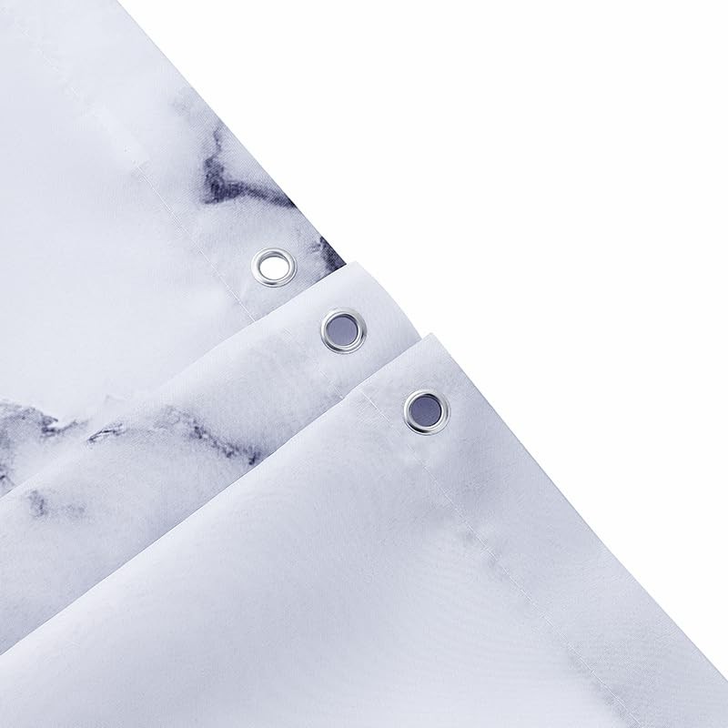 Grey White Marble Shower Curtain Set with 12 Hooks, Abstract