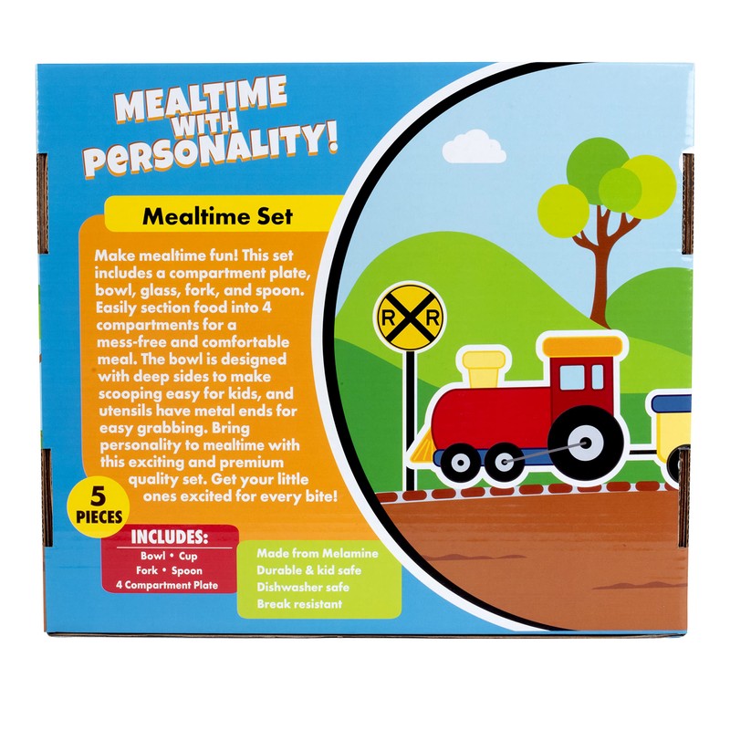 Bentology 5 Piece Train Themed Mealtime Set - Includes Plate,