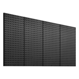 Happybuy Metal Pegboard Panels, 24" x 12" Pegboard, 4 Panels, Heavy Duty Steel Wall Organizer for Garage, Tool Storage, Workbench, Office, Craft Room, Kitchen, Home, Black