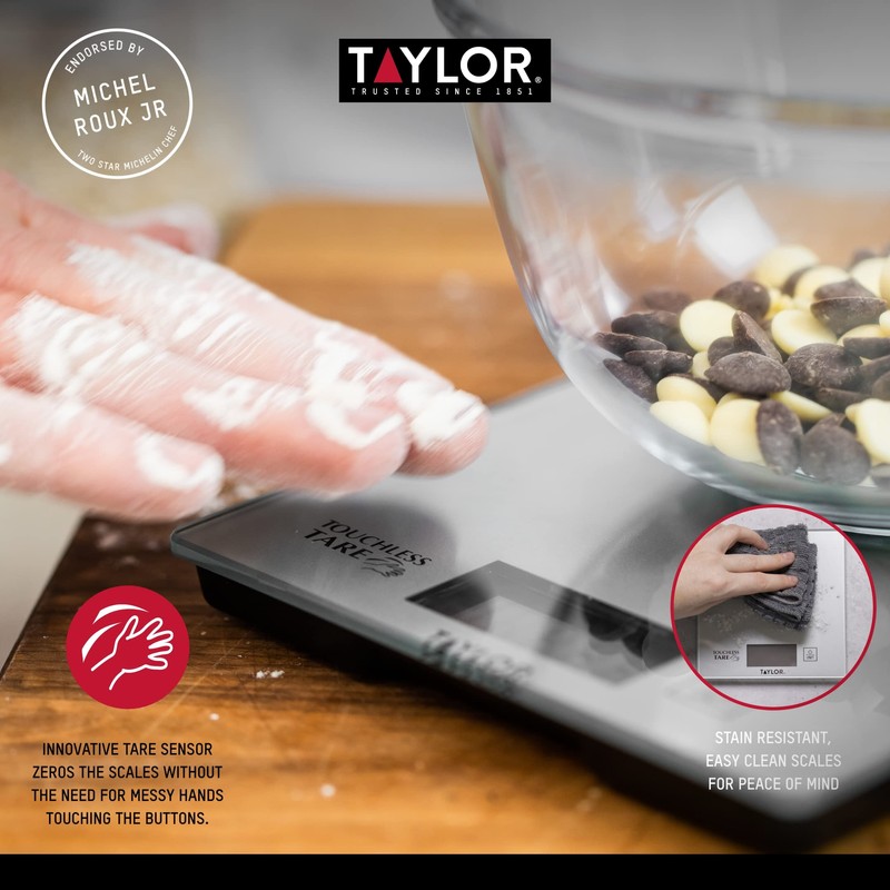 Taylor Pro Digital Cooking Scales with Touchless Tare, For Dry
