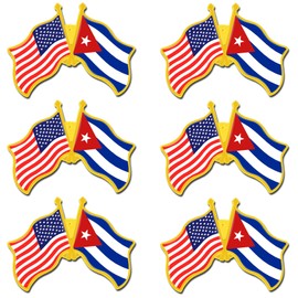 6/ Pack -American Cuban Friendship Flag Pins Bulk -1.4” Metal US USA Cuba Lapel Pins Badge Button Button Souvenir