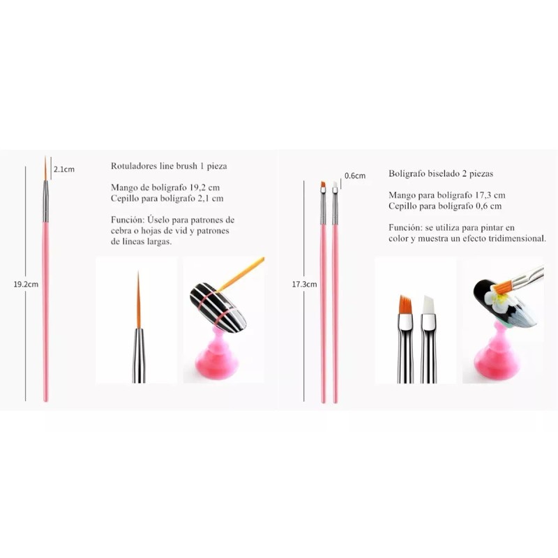 Dolores Juego De Pinceles Pintados A Mano Para Nail Art