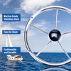 Amarine-made13-1/2 Inch 5-Spoke Destroyer Style Stainless Boat Steering Wheel