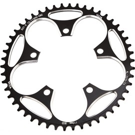 YBEKI 110 BCD Bicycle Chainring 36T 38T 40T 42T 44T 46T 48T 50T 52T 54T 56T 58T Narrow Width Chainrings for 8 9 10 11 12 Speed Road Bike (58T, Black Round, 25.5 cm Diameter)