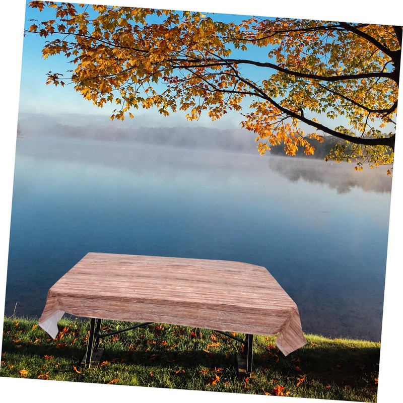 LABRIMP 4pcs Natural Wood Grain Tablecloth Dining Table Cover Vintage