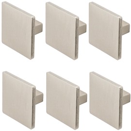 Decoranddecor Calla Square Cabinet Knob Door Pull Handle Kitchen Cupboard Furniture Drawer (6 Pack, Brushed Chrome)
