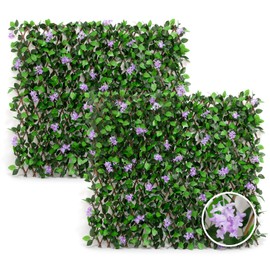 DOEWORKS Expandable Fence Privacy Screen for Balcony Patio Outdoor, 2PCS Faux Ivy Fencing Panel for Backdrop Garden Backyard Home Decorations