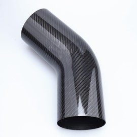 OD 4 inch(102mm) 45 degree Carbon Fiber Elbow, 4" Outer diameter, Leg Length 6 inch (150mm), 1.5mm Thickness, 3K Twill Real Carbon Fiber Bent Tube (no Logo, Emblems or Markings)