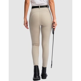 SANTINY Women's Horse Riding Pants Zipper Pockets Silicone Full-Seat Breeches Equestrian Schooling Tights for Women (Taupe_XS)