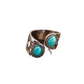 PSAMPMOS Turquoise Boho Rings, Native American Victorian Style Antique Western Statement Open Adjustable Vintage Rings Jewelry Gifts for Women, Sizes 5-10