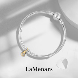 LaMenars Charm Gold and Silver Clips for Bracelets 925 Sterling Silver Bead Women Charms Mother's Day Birthday Anniversary Jewelry for Girls Wife
