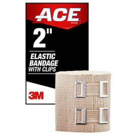 ACE ACE Brand 2 Inch Elastic Bandage with Clips, Beige, 2 in x 51.2 in, Great for Elbow, Ankle, Knee & More, Comfortable Design for Prolonged Wear, Easy-to-Use Wrap Design (207310)