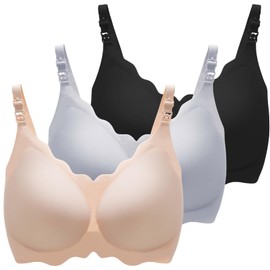 JOYNCLEON Nursing Bras for Breastfeeding, Pregnancy Sleep Bralette, Natural Shape, Seamless Ultra Comfort Maternity Bra 3PK
