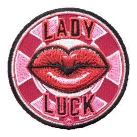 PatchStop - World's Largest Patch Store Pink Lady Luck Lip On A Chip Patch, Gambling Patches