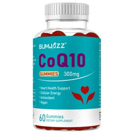 Bumjazz 60 Counts CoQ10 Gummies 300mg High Absorption - Raspberry Flavored - Non-GMO - Gluten-Free - Coenzyme Q10 Gummy