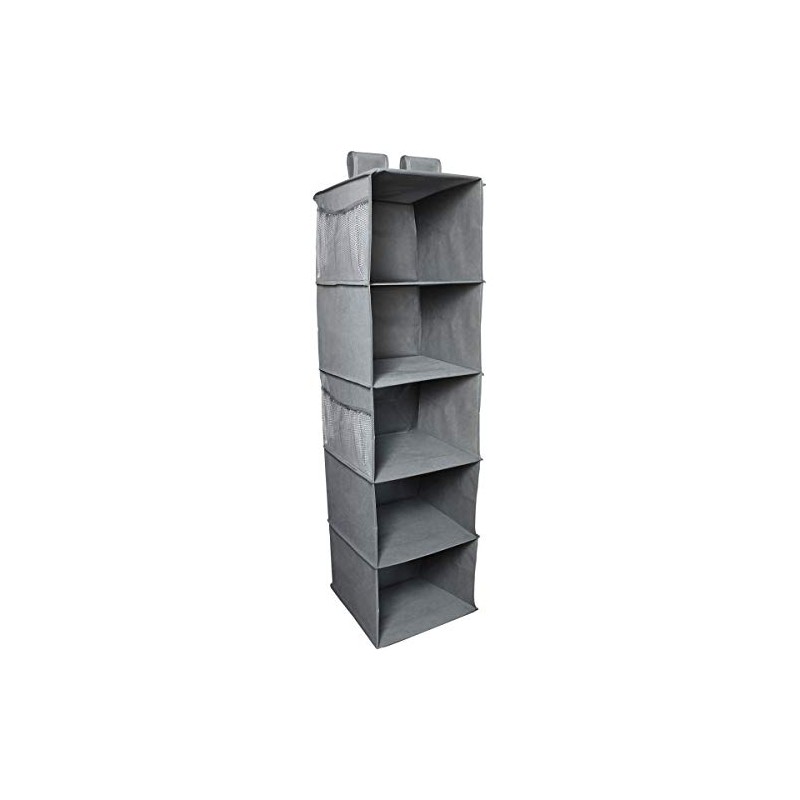 iGadgitz Home U7150 Fabric Hanging Wardrobe Shelves (5 Shelf), Collapsible