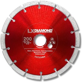 LXDIAMOND Diamond Cutting Disc 200 mm x 30.0 mm - for Cutting Tables, Bridge Saws - Diamond Disc for Cutting Stone, Concrete, Brick, Masonry - 200 mm Stone Disc in Professional Quality