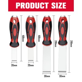 ROTATION Extra Thick Scraper Set, 4 piece, Soft Grip, Heavy Duty, Scraper with Hammer End, Stainless Steel Putty Knife