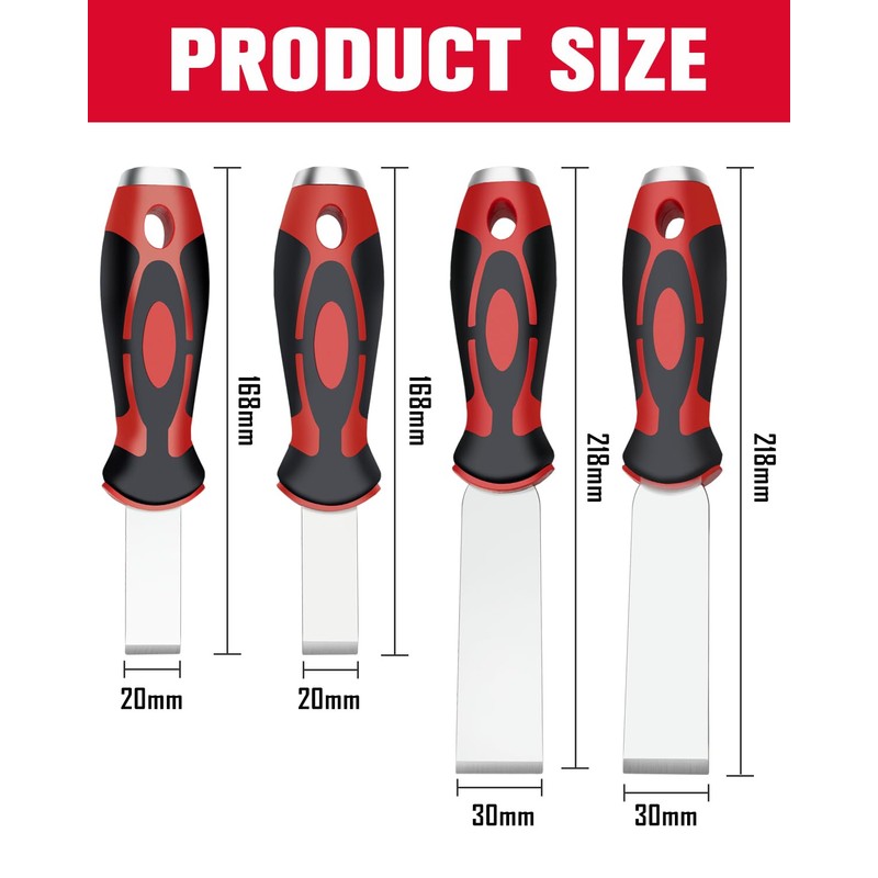 ROTATION Extra Thick Scraper Set, 4 piece, Soft Grip, Heavy