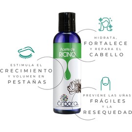 Árbora Pack 2 Aceites de Ricino Apoya Crecimiento de Pestañas, Hidrata la Piel, Fortalece tus Uñas y Restaura tu Cabello 100% Puro Contiene Vitamina E, Omega 3 y 6 90 ml