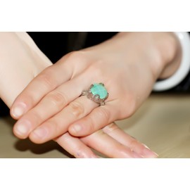 Uloveido Female Huge Square Green Cubic Zirconia Stone Asscher Cut Ring, Wedding Engagement Ring Unique for Women Y348 (Size Q)