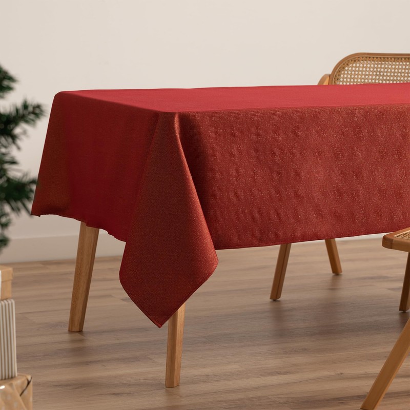 GAMUSI Tablecloth Christmas Plain Gold Thread Dining Table Rectangular Christmas
