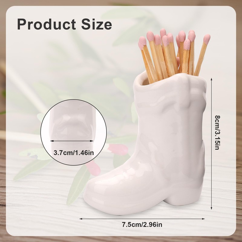Cowboy Boot Match Holder, Ceramic Boot Match Holder with Striker