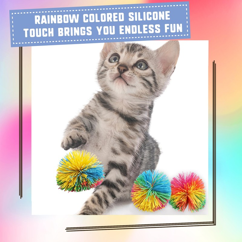 Cagemoga 18 Pack 2.36 Inch Stringy Balls Soft Rainbow Stringy